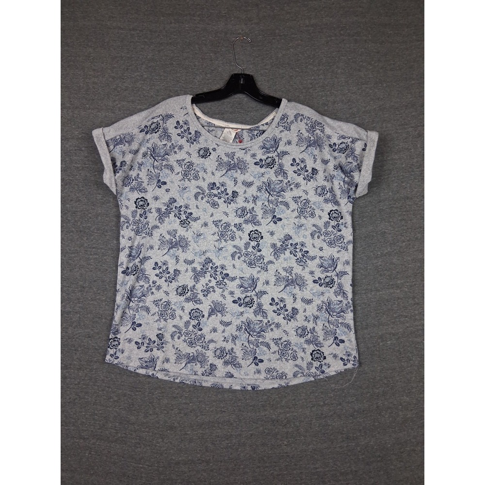 Lucky Brand Womens Shirt XL‎ Blue Floral Knit Pullover Sweater Casual Romantic